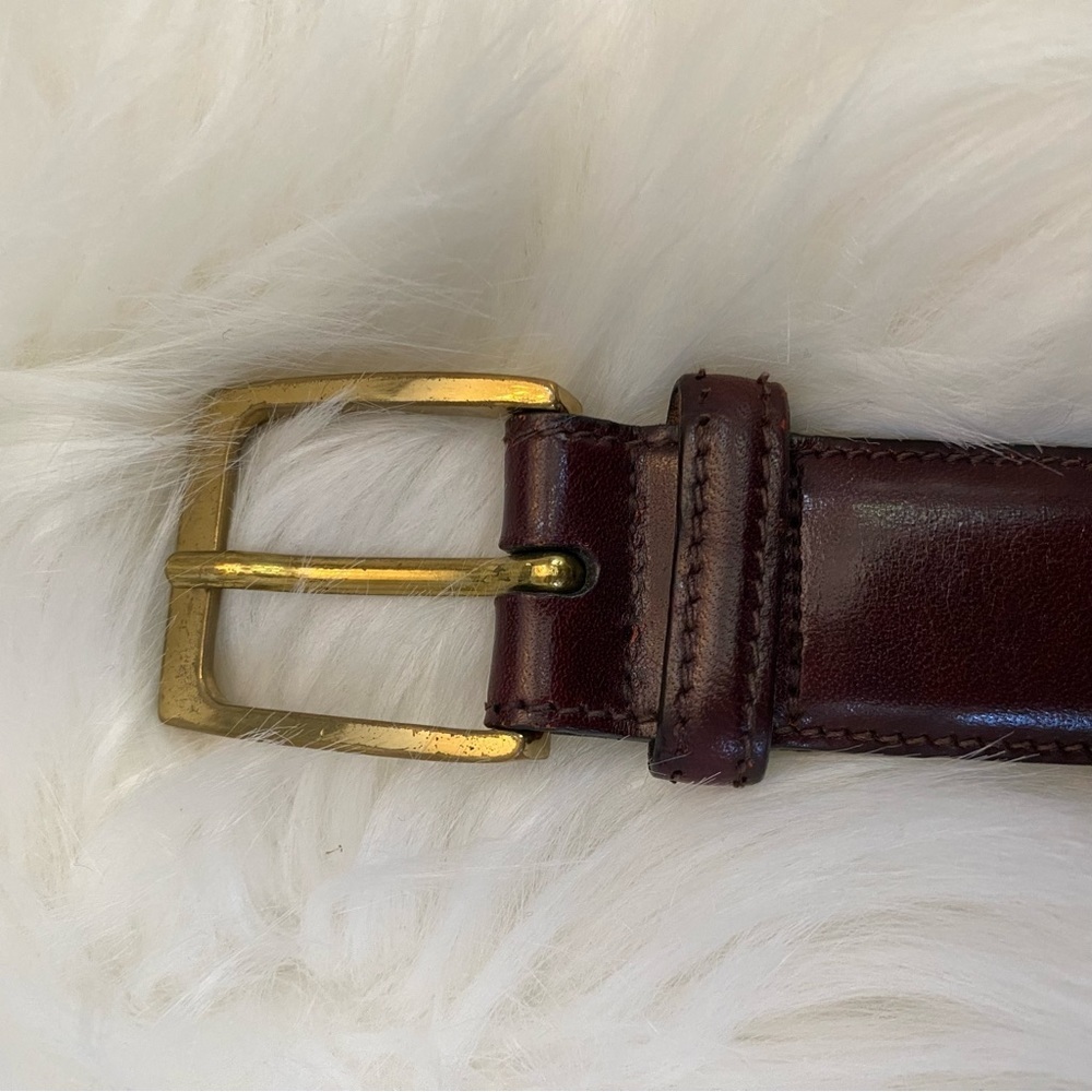 Trafalgar Cortina Handcrafted In USA Cherry Leather Belt Size 34 - Picture 4 of 6